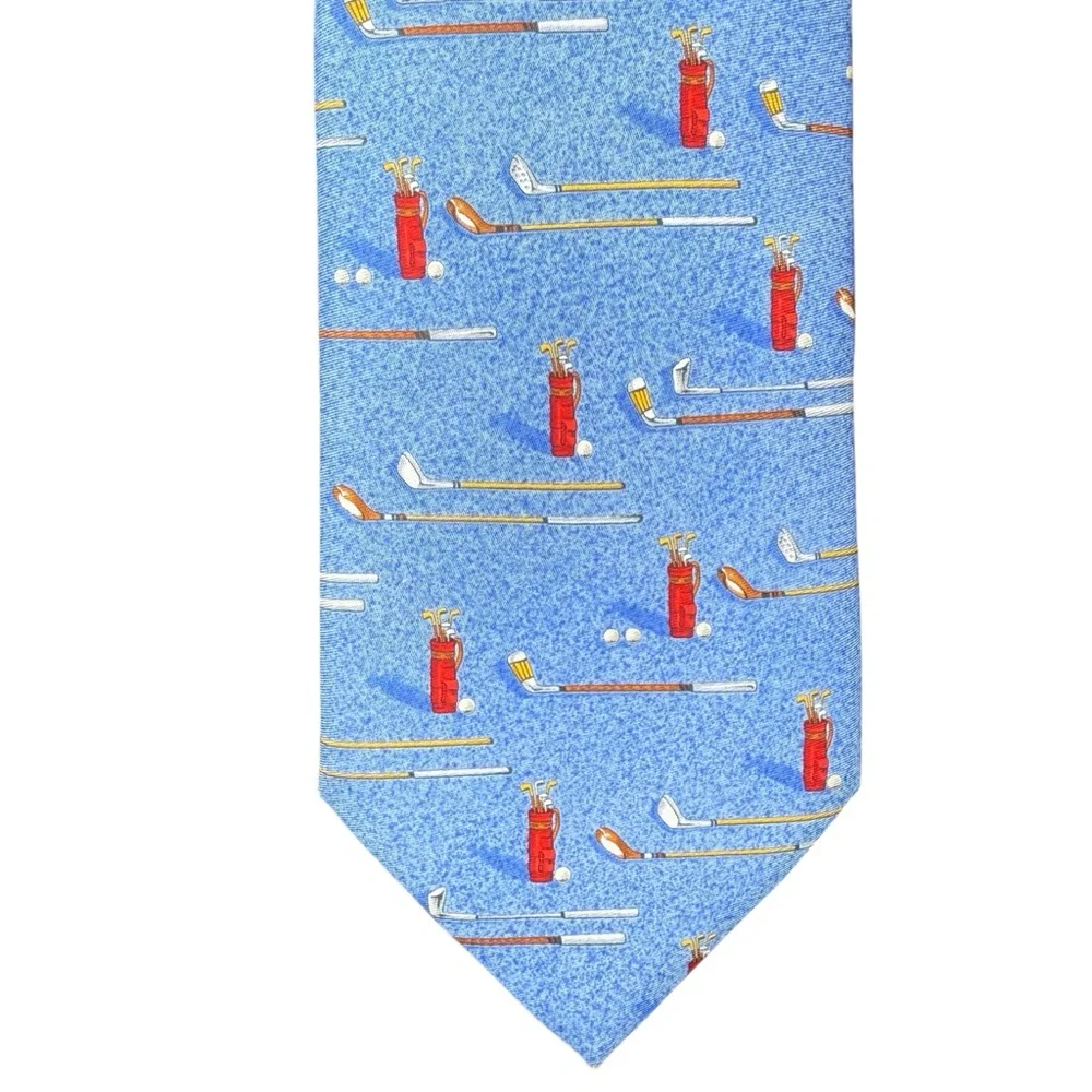 Dunhill Men's Neck Tie 100% Silk Golf Motif Made In Italy - Picture 1 of 8